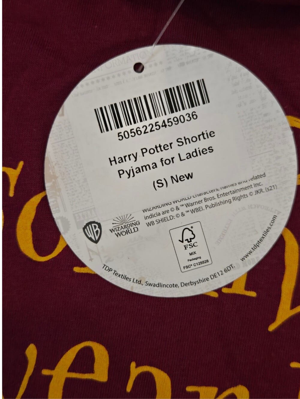 NWT Womens Griffendoor Maroon & Gold Harry Potter Pajama Short Set Size Small - Picture 4 of 4